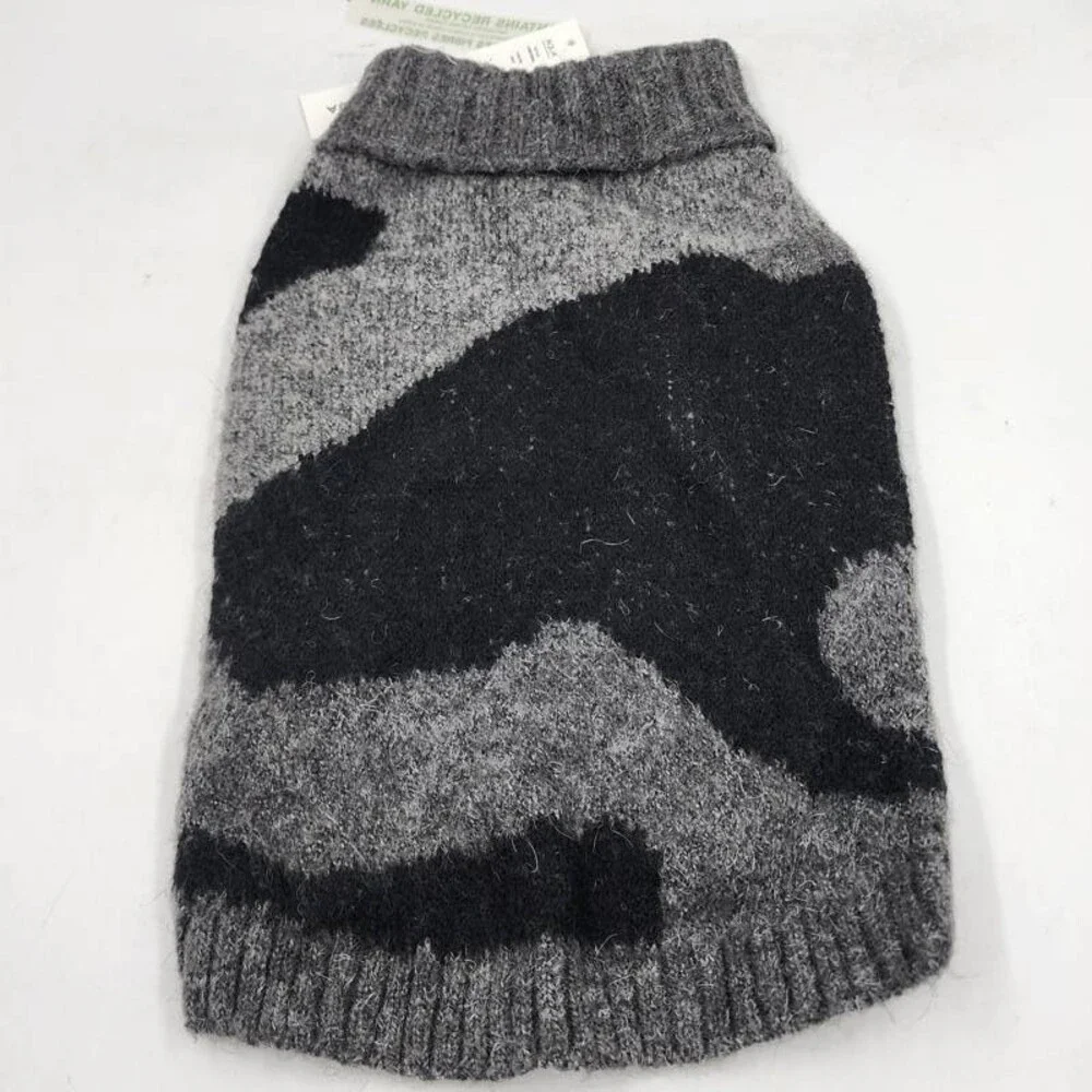 Aqua Pet Polyester-Blend Camouflage Pattern Dog Sweater Small Grey